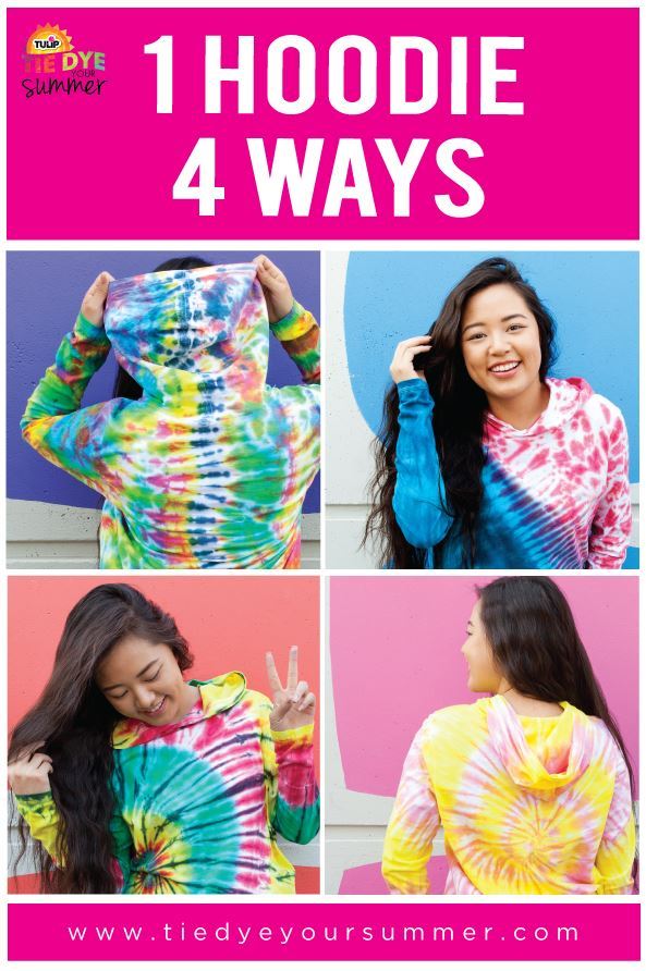 1 Hoodie 4 Ways to Tie Dye