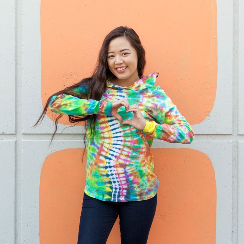 Freeform Pleated Tie-Dye Hoodie