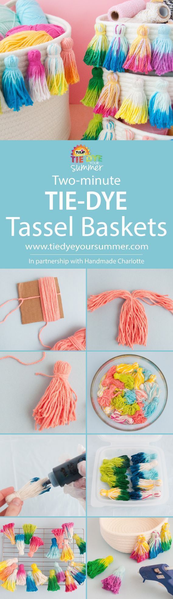 Tie-Dye Tassel Baskets with Tulip Two-Minute Tie Dye