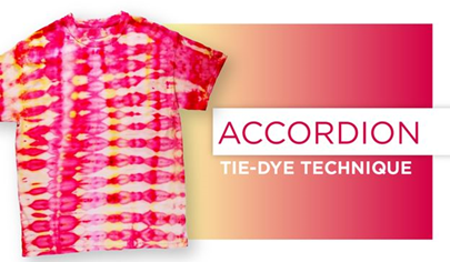 Accordion Tie-Dye Technique Title card with tie dye t-shirt