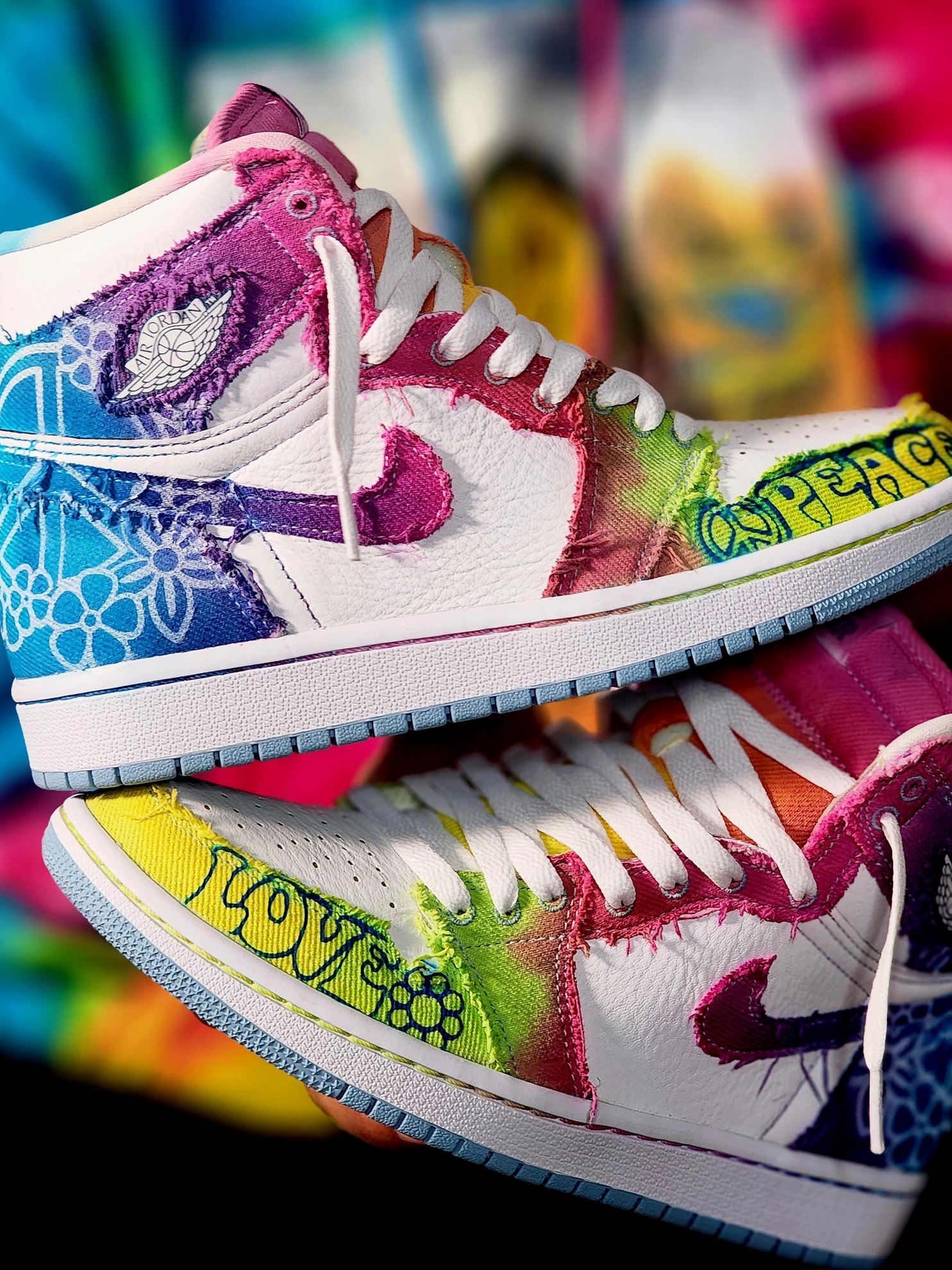 Custom Rainbow Tie-Dye Sneaker Shoes by Jeff PurYear